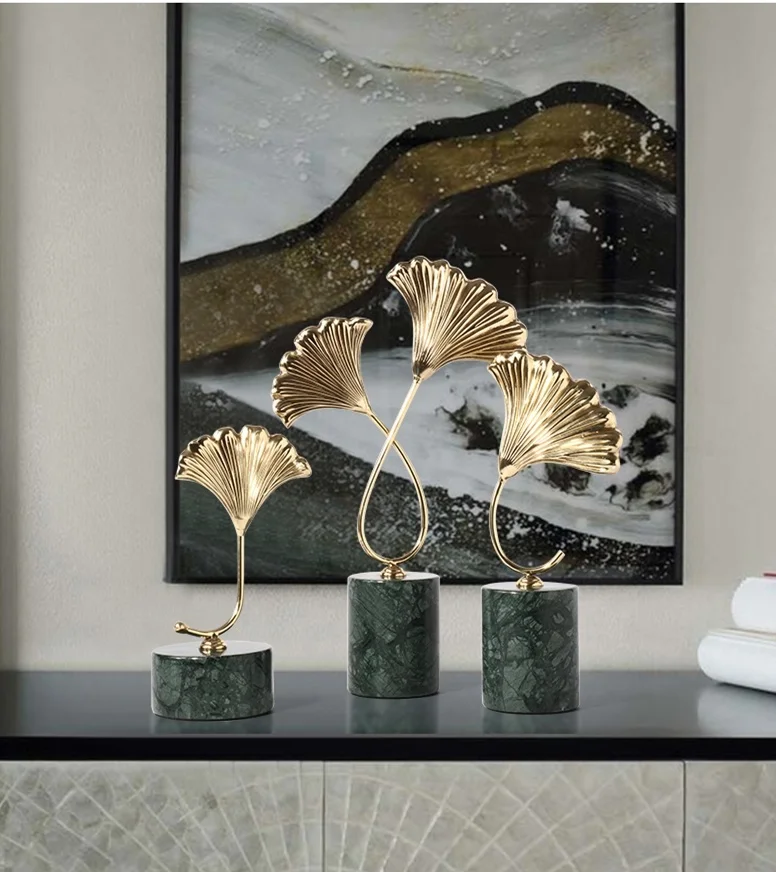 

Simple brass ginkgo leaf decoration restaurant romantic creative home decoration