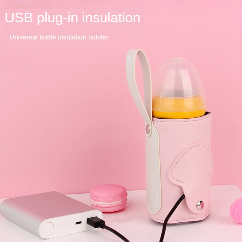

USB Milk bottle heat preservation Leather case heater thermostat universal bottle warmer bag warm Milk bottle, Blue