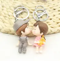 

High Grade Romantic Cartoon Lovers Kiss Couple Keychain For Women Men Valentine Wedding Gift 2pcs