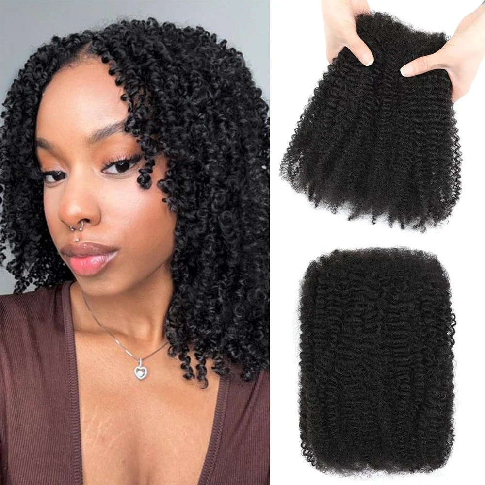 Virgin Brazilian Remy Braiding Soft Afro Kinky Bulk Single Weft Hair Extensions Double Drawn Locs Dreadlock Raw Afro Cheveux