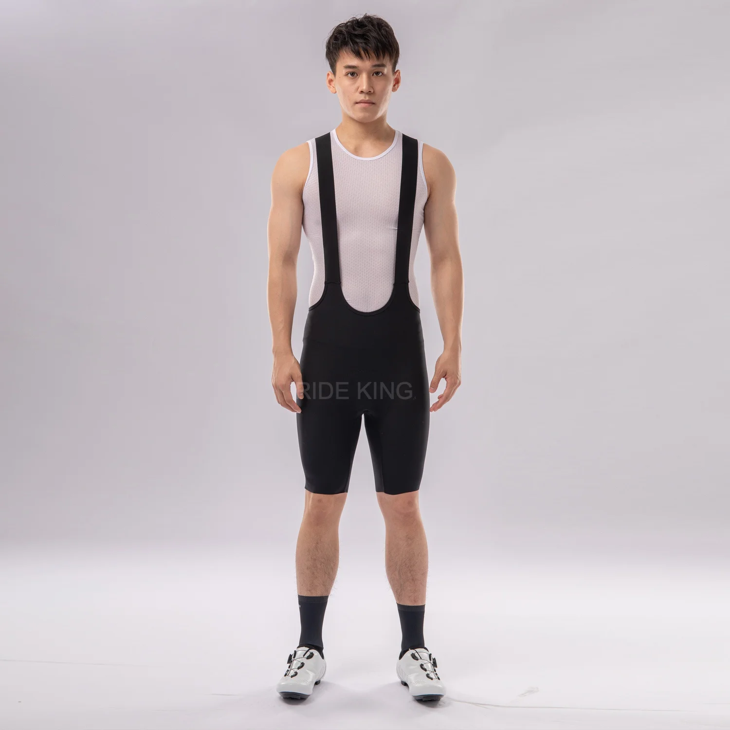 

Super Comfortable X-frame Strap One Piece Cutting Men's Black Cycling Bib Shorts