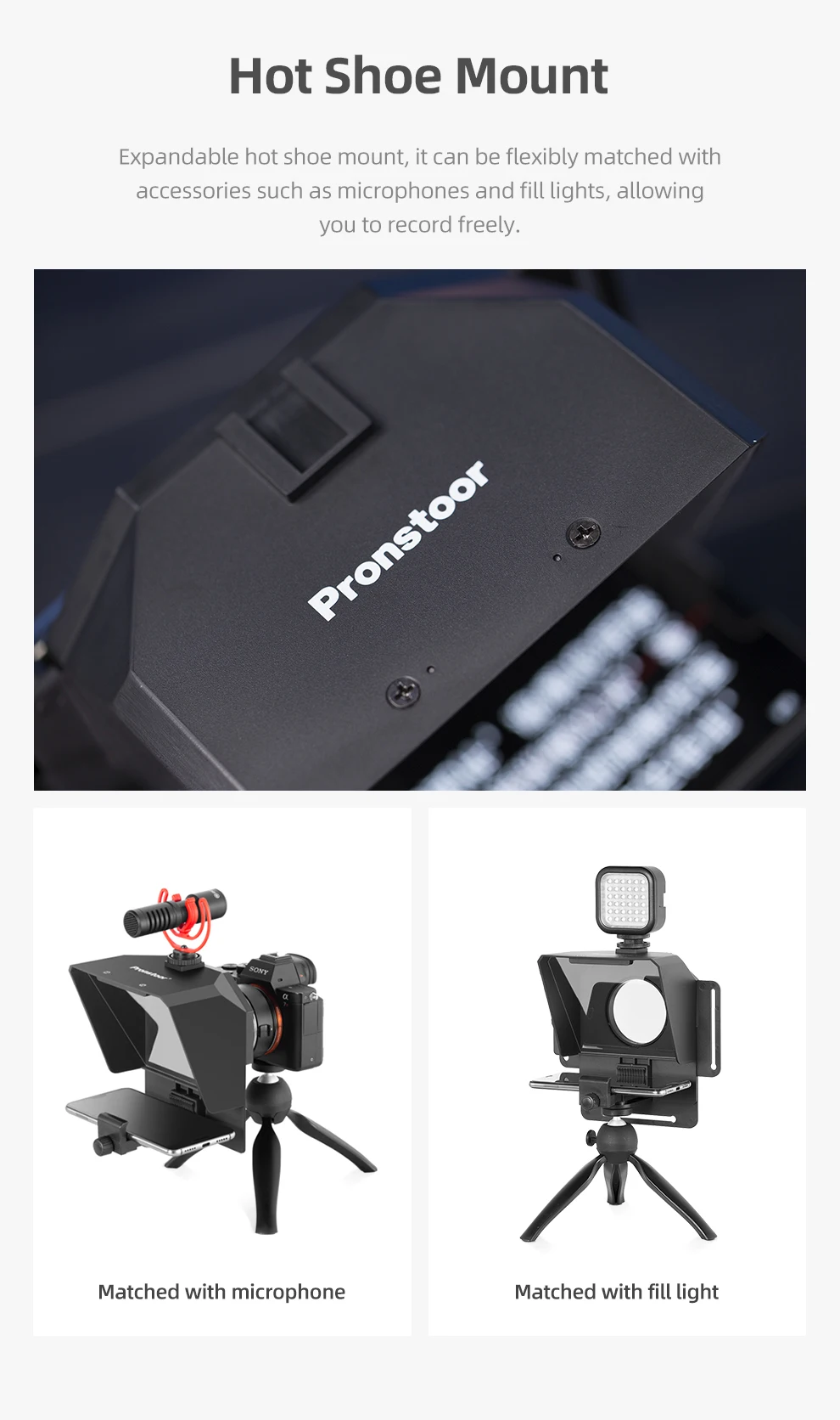 Pronstoor Phone and DSLR Recording Mini Teleprompter Portable Inscriber Mobile Teleprompter Artifact Video With Remote Control