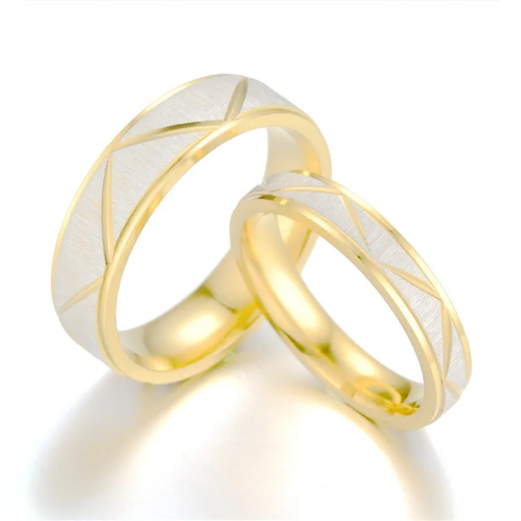 

frosting female marriage ring Saudi Arabia titanium steel carving gold couple ring
