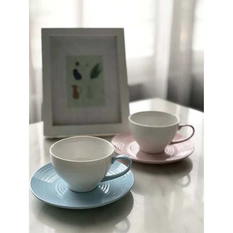 

Nordic Style Simple Design Good Quality Pink Blue Cups Saucers Dinnerwares