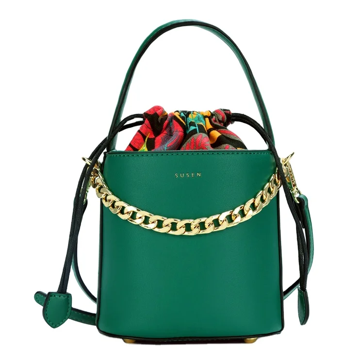 

SUSEN handbags Bohemian Style Metal Hand Wrist Ladies Shoulder Messenger Bag Bucket Bag, Green&black&khaki&red