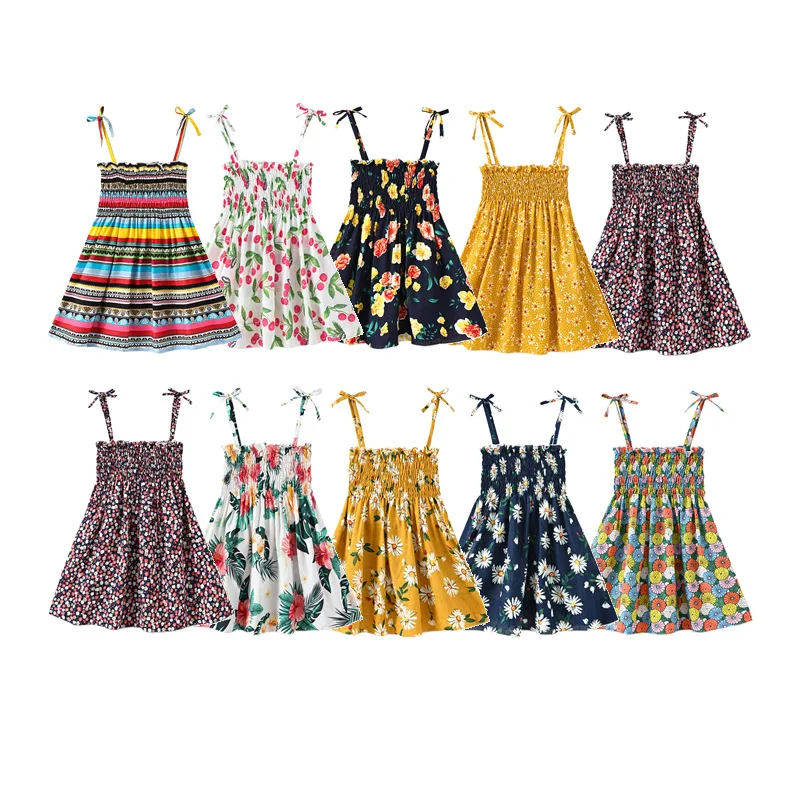 

New 2020 cute sleeveless flower suspender elastic cotton bow stripe children dress baby girls dress for wholesale, As pic shows, we can according to your request also