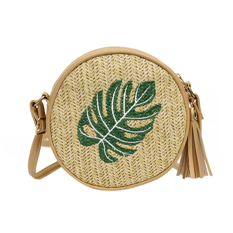 

wholesale ladies summer round mini bag women straw bags, Leaf,pineapple