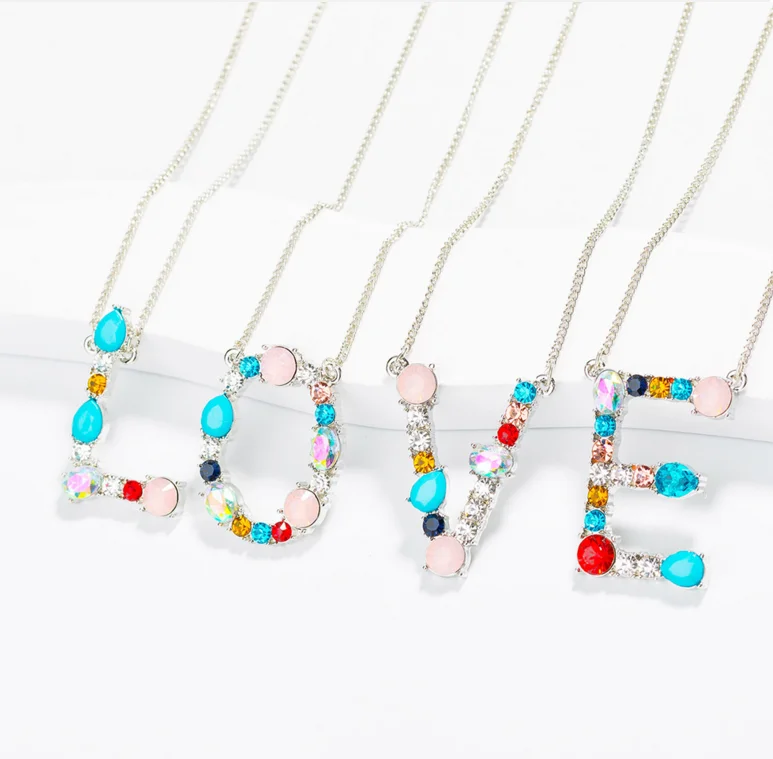 

Initial Letter Necklace 26 English Alphabet Letter Pendant Jewelry