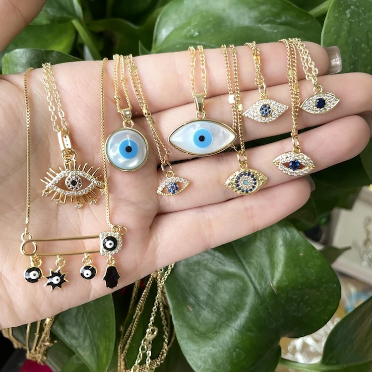 

SUMMER! 2021 ins fashion Ins Hot evil eye necklace eye of horus hip hop blue eye jewelry women lucky charm