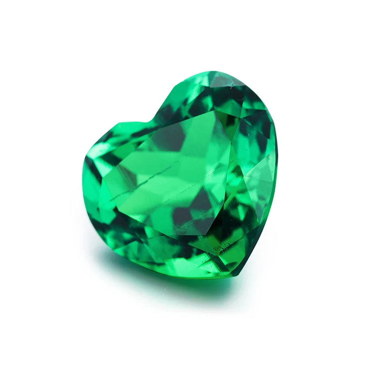 

Precious Natural Heart cut synthetic Loose Gemstones Colombian Green Color Emerald Stone Price Per Carat, Vivid green