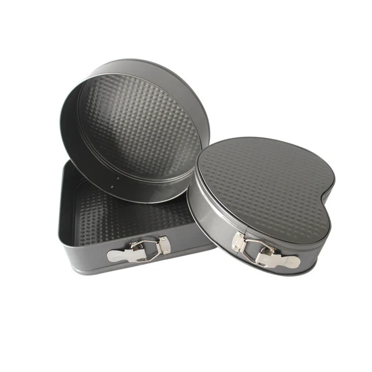 

full size household live bottom baking utensils 3pcs square heart round mixed cake mold bakery tools set, As picture