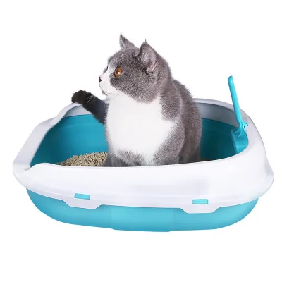 

Cat Litter Accessories Clean Up Products Plastic Large Space Training Cleaning Cat Toilet Plastic Cat Litter Box, Pink,blue,green