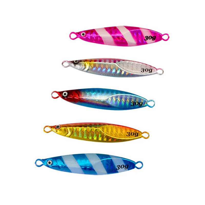 

Cast Metal Jig Spoon Fishing Lures 30g 40g Jigging Super hard Lead Fish sea Baits, 5 colors