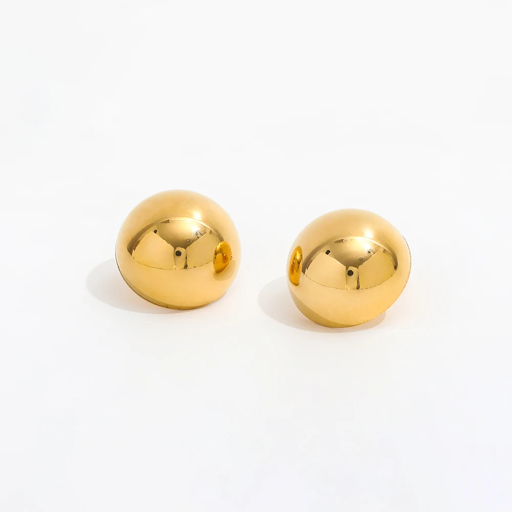 Trendy Earring 18K Gold Plated Hollow Half Ball Stud Earrings Earrings Wholesale Stainless Steel Jewelry for Women