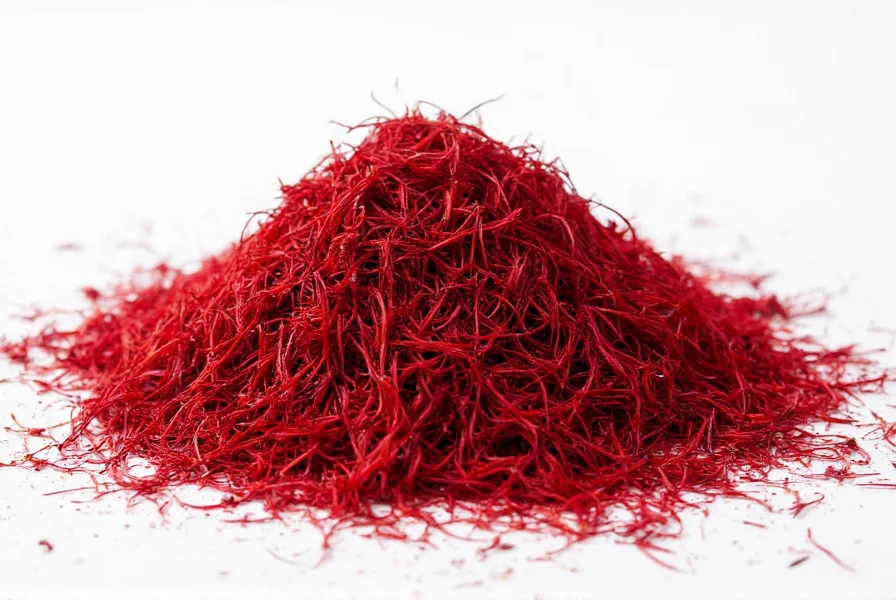 Side-by-side comparison of saffron threads, turmeric powder, and paprika showing visual differences between authentic saffron and common substitutes