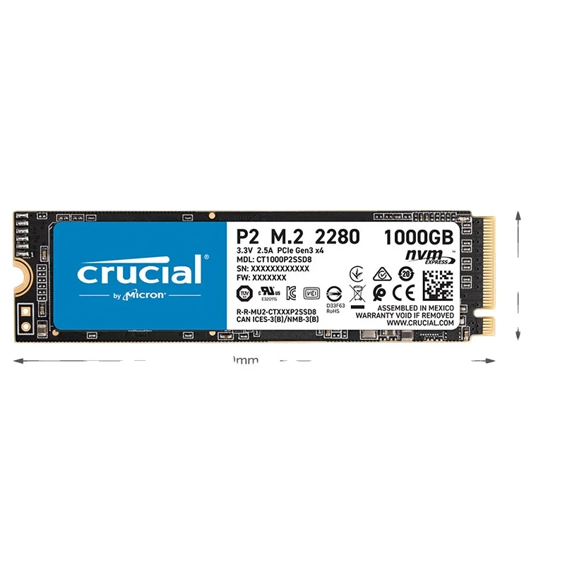 

Crucial P2 500G 1T M.2 SSD Solid State Drive Black 500GB 1TB