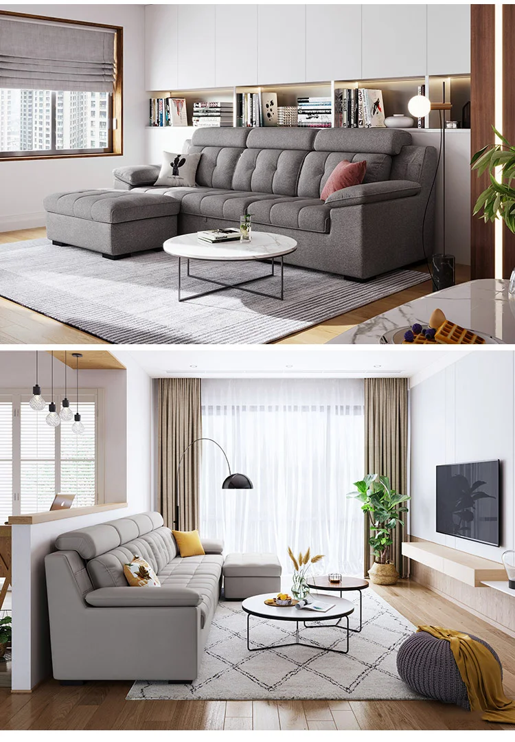 Reclinable Furniture Living Room Modern Sectional Fabric Sofas Set