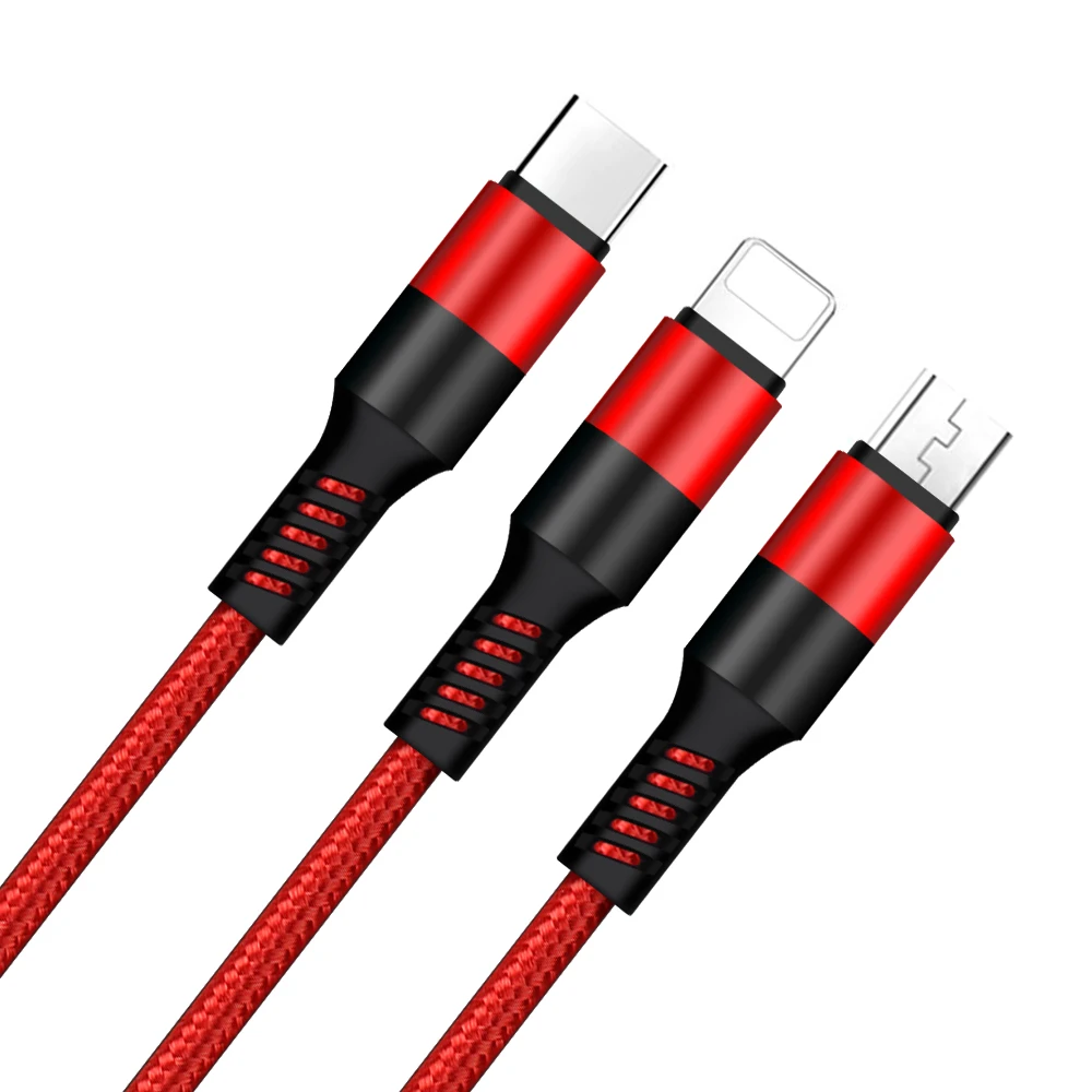 

Wholesale 3in1 USB Charging Cable 3 in 1 Mobile 10ft Charger Cable