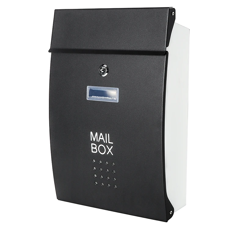 

Outdoor waterproof wall mount metal key lock wall mounted post mailboxes, Black