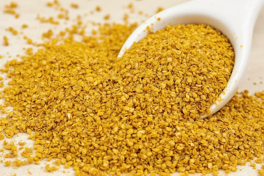Chef's hands sprinkling mustard powder into a bowl of vegetables for a salad dressing