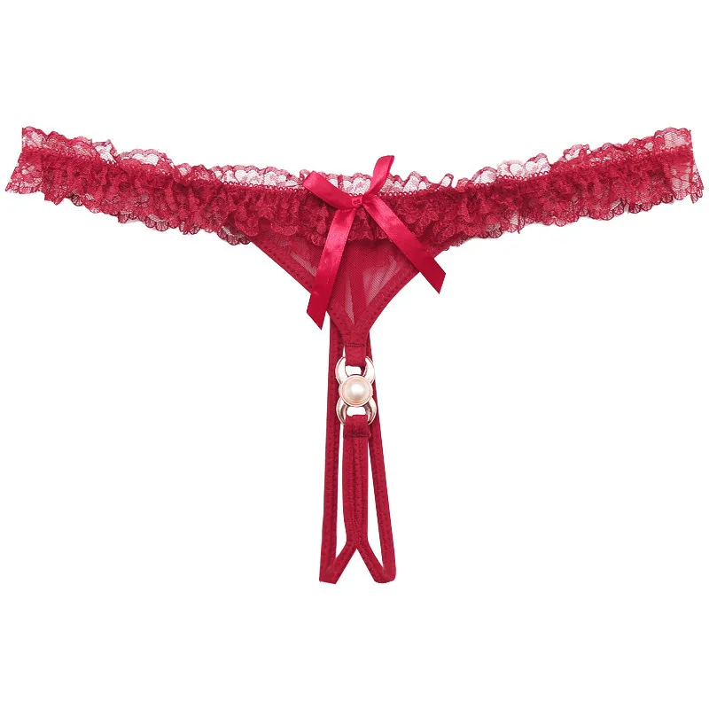 

US Top selling Japanese swwet girl sexy exotic transparent thongs with small pearl linked