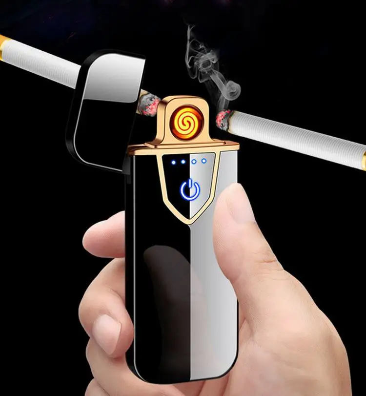 Customized Windproof Metal Flameless USB Rechargeable Electronic Touch Lighter.jpg