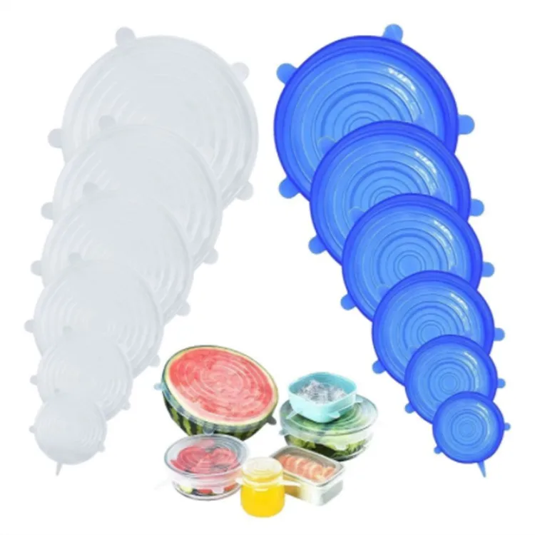 

Support custom Reusable Silicon Stretch Lids Universal Lid Silicone Bowl Pot Lid Silicone Cover Pan Cooking Food Fresh Cover, 5 colors