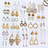 

CLARMER European Metal Hoop Earrings Fashion Women Accessories Gold Geometric Round Sequin Hanging Asymmetric Stud Earrings