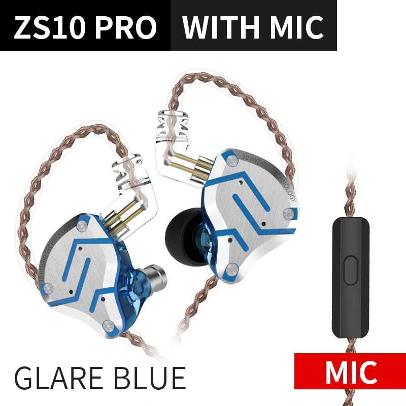 

KZ ZS10 Pro Noise Cancelling Earphones Metal 4BA+1DD Hybrid 10 drivers HIFI Bass Earbuds In Ear Monitor Headphones