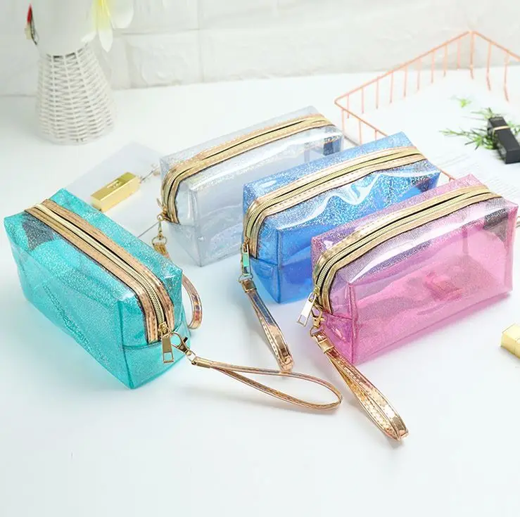 

Waterproof Transparent Storage Portable PVC Cosmetic Bag Makeup Holographic Cosmetic Bag, Colorful