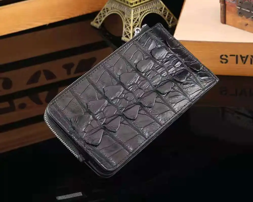 

customize luxury genuine crocodile leather wallets black RFID wallets for men