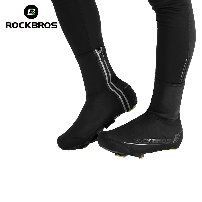RockBros Cycling Shoe Covers Winter Windproof Warm Half Overshoes Black