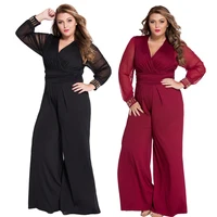 

Wholesale Black Embellished Cuffs Long Mesh Sleeves Woman Jumpsuit 2020