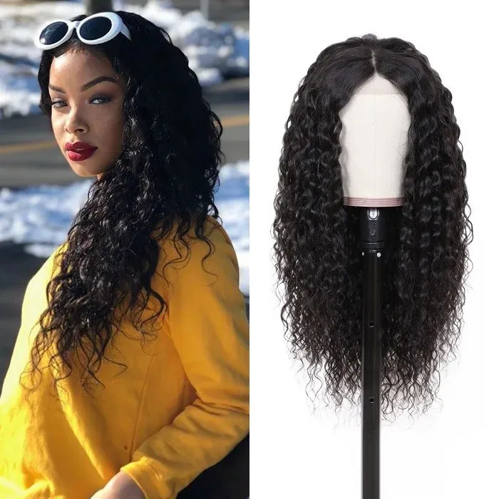 

13x4 Water Wave 150% density HD swiss transparent lace human hair curly brazilian pre pluck front frontal wig for black women