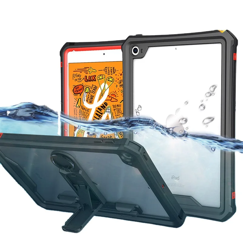 

For iPad Mini5 Waterproof Case Shockproof Dustproof Tablet Cover with Adjustable Tablet Stand Built-in Screen Protector Case