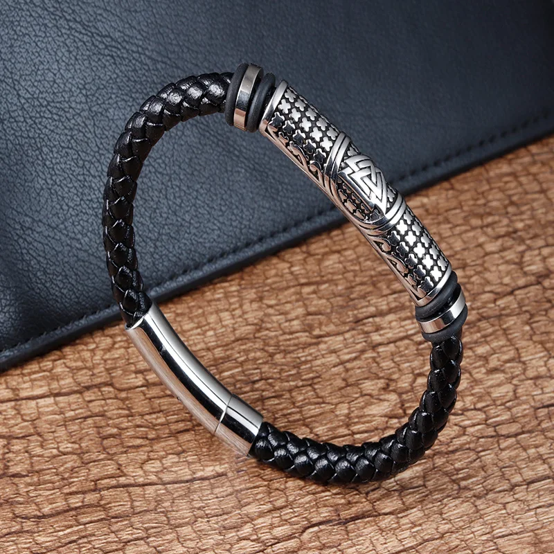 

Wholesale High Quality Simple Style Handmade Woven Braided Men Leather Bracelets Vintage Bangle Bracelet