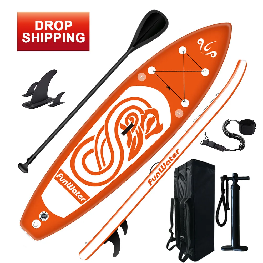

FUNWATER drop shipping sup paddle board inflatable surf board custom surfboard sup stand paddle board, Blue,orange