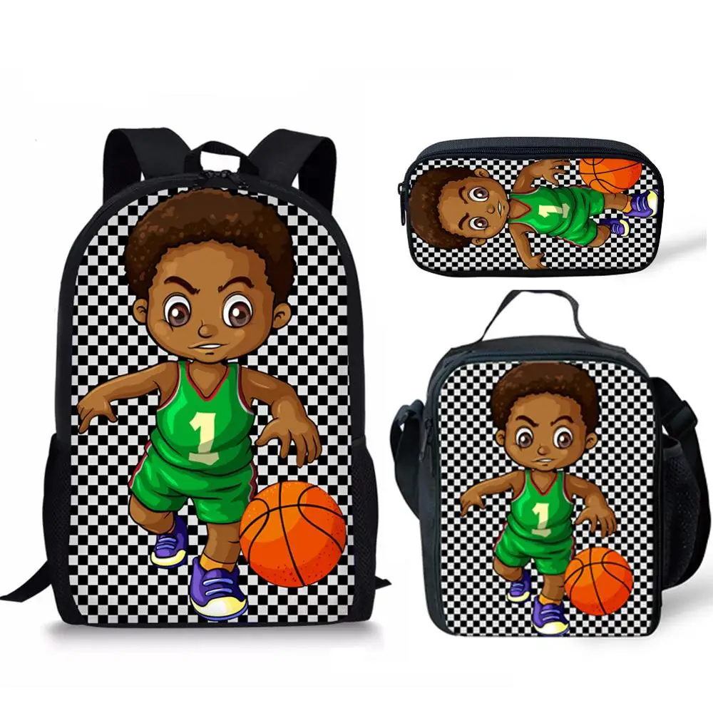 

Black African Boys School Bags for Kids 3pcs/set School Backpack Children Preppy Shoulder Bookbag Students Satchel