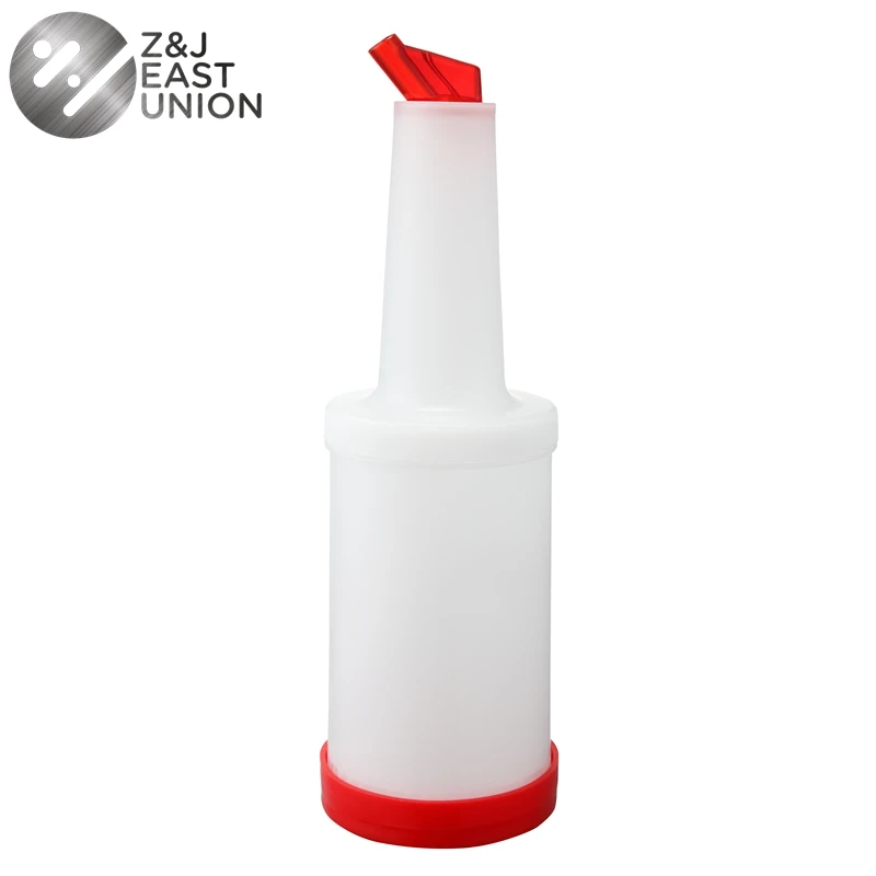 

Unbreakable Durable 1L Plastic Store Juice Bottle Pourer For Bar, Green, yellow, red, white