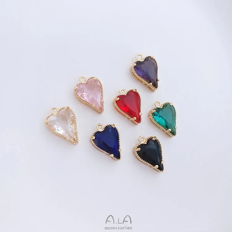 

Wholesale 14k Gold Plated Clear Zircon Crystal Stone Pendant Color Crystal Heart Zircon Pendant