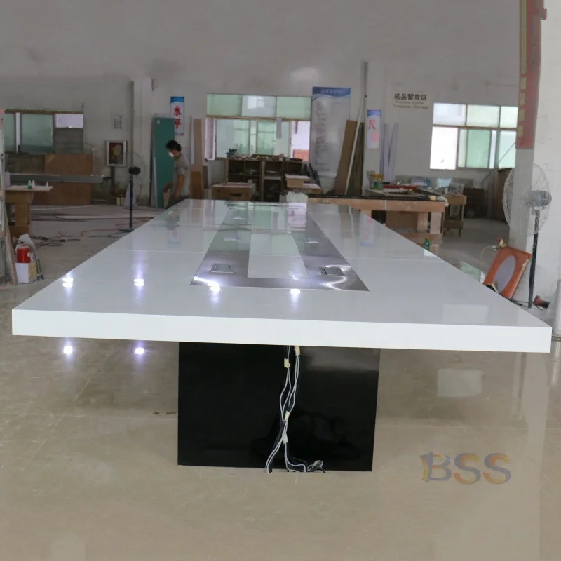 
Hotel Conference Room desk and Chairs Modern Office Quartz Stone Corian Marble Top High Gloss White Conference desk and Chairs Meeting Room Table Luxury Modern Design Office Smart Small Rectangle Shape White Corian Marble Quartz Stone Top Meeting Table