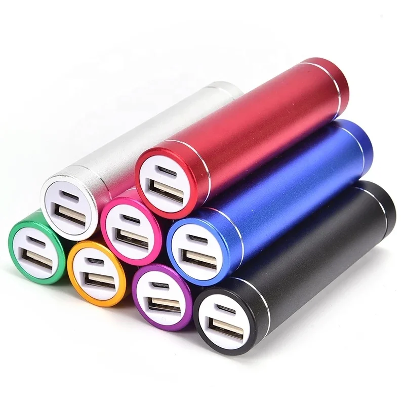 

Factory wholesale direct sale cheap price Universal Portable mini cylinder aluminum Power Bank 2600mah for mobile powerbank, White, black, red, blue etc
