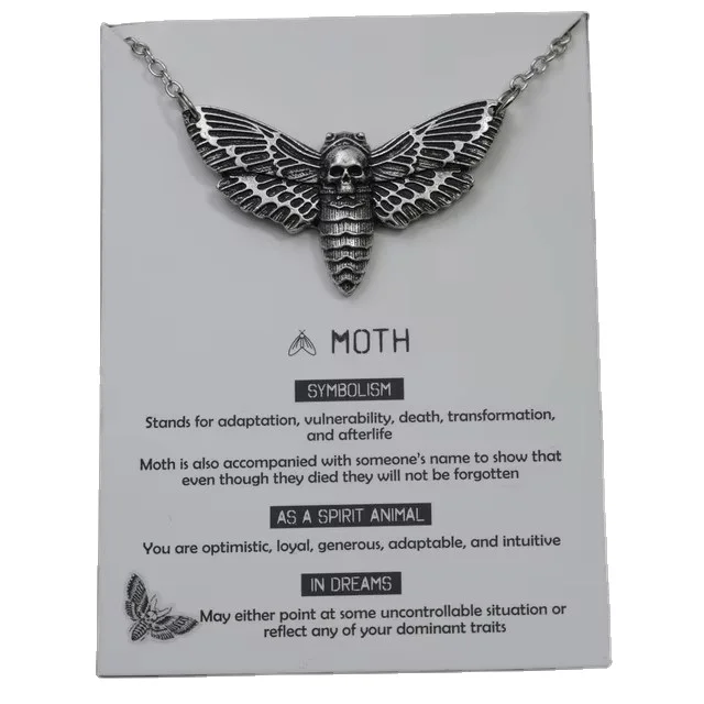 Lowest Price Deaths Head Skull Moth Necklace With Card Rebirth Meaning Gift for Her