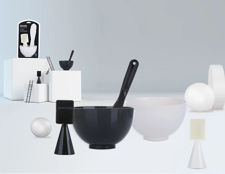 Latest 3 in 1 black beauty face mask bowl and spoon cosmetic tools diy facial mask Mixing bowl set.jpg