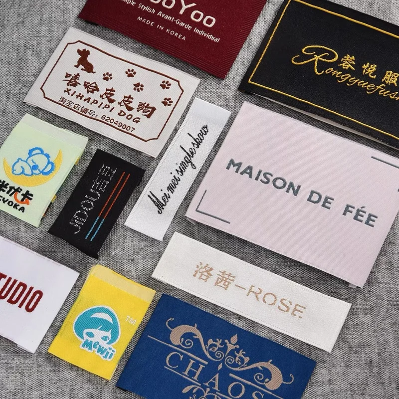 

Customized Brand Clothes Satin Labels Decoration Woven Label Custom Design Clothing Neck Woven Label, Up to 12 colors, follow pantone color chart
