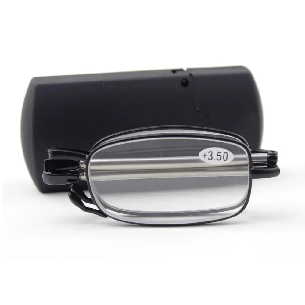 Classic fashion high quality woman and men square adjustable pocket folding reading glasses with case