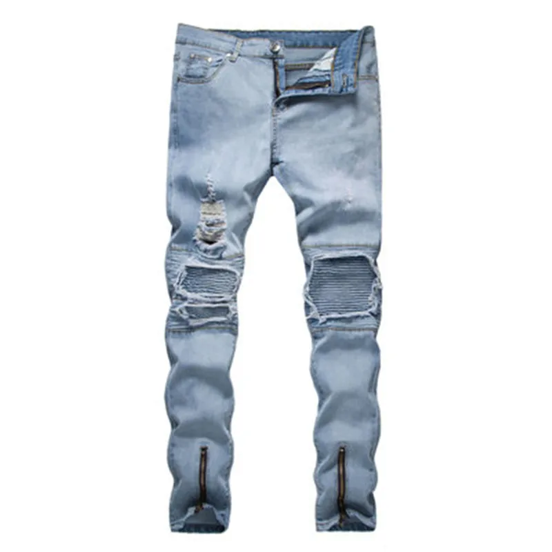 

Fashion Casual men's Jeans Street Style Hole Pattern Pants Pure Color men's classic autumn spring Cotton jeans, Customized color