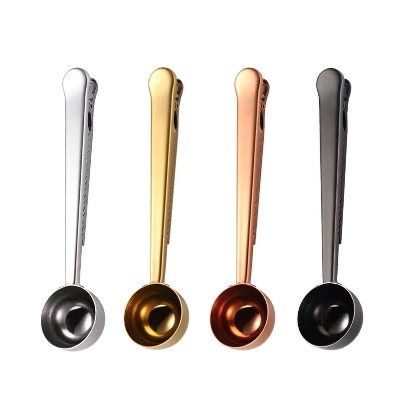 

Stainless Steel Coffee Spoon Scoop with Bag Clip Coffee Measuring Spoon With Clip