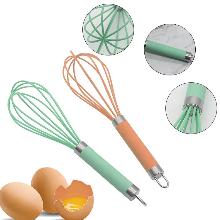 

Manual Colorful Wholesale kitchen Silicone Stainless Steel handle Egg beater whisk Egg beater Stirrer, Green orange