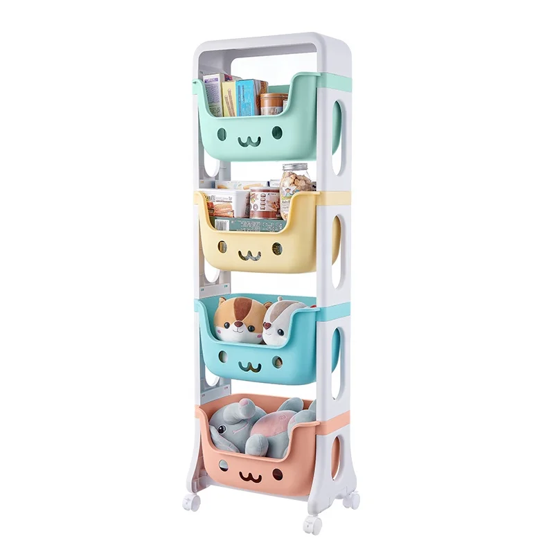 

Children's Toy Storage Rack Kids Shelf with wheels Plastic Shelves kitchen Organizer storage holders & racks